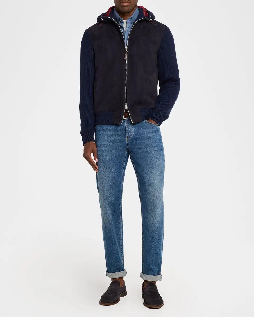 Brunello Cucinelli Men's Cotton and Cashmere Diagonal Flannel Button-Down Shirt | Thumbnail 2 Brunello Cucinelli Men's Cotton and Cashmere Diagonal Flannel Button-Down Shirt | Thumbnail 2