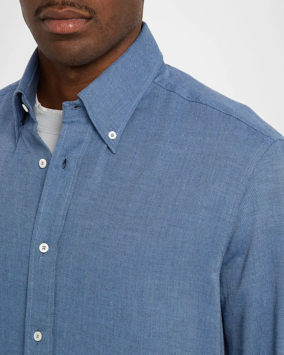 Brunello Cucinelli Men's Cotton and Cashmere Diagonal Flannel Button-Down Shirt | Thumbnail 5 Brunello Cucinelli Men's Cotton and Cashmere Diagonal Flannel Button-Down Shirt | Thumbnail 5