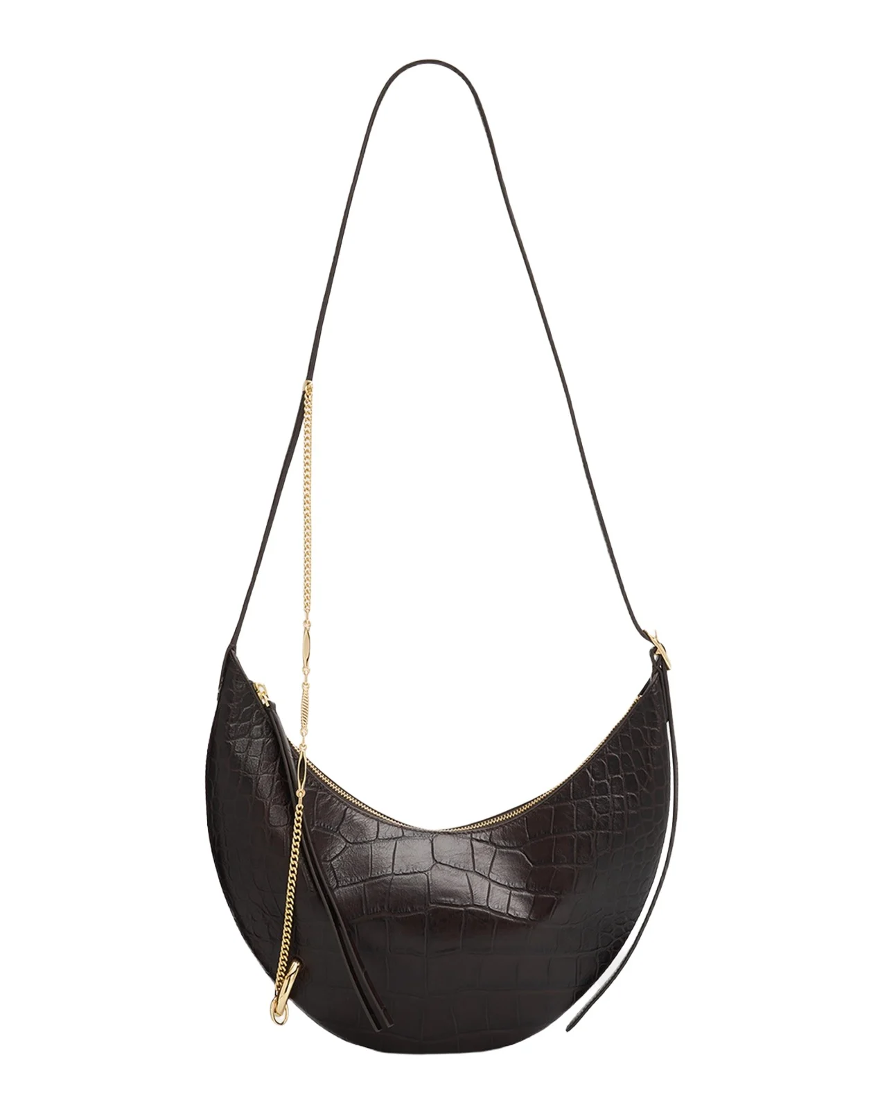 Pierced Croc-Embossed Leather Crossbody Bag Pierced Croc-Embossed Leather Crossbody Bag