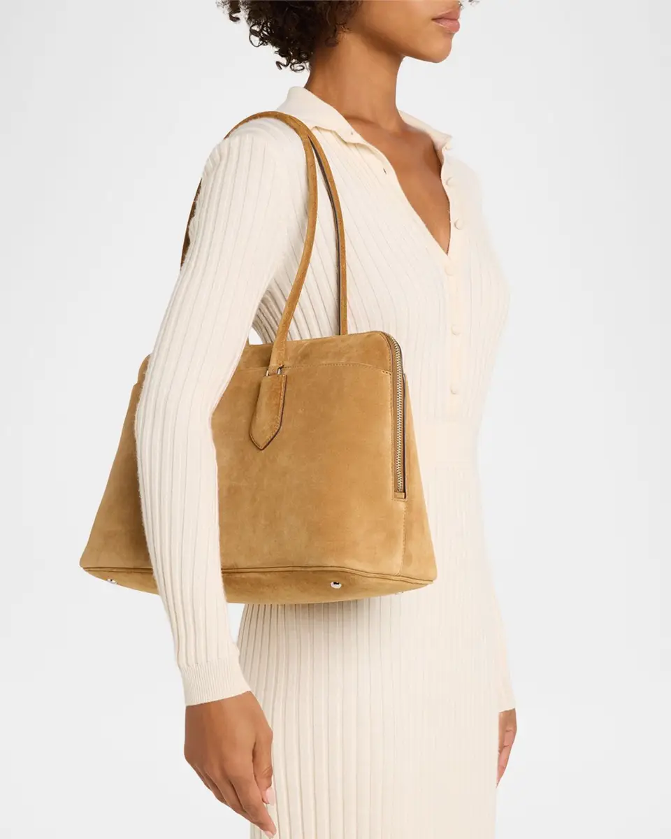Tory Burch Lock Suede Satchel | Thumbnail 2 Tory Burch Lock Suede Satchel | Thumbnail 2