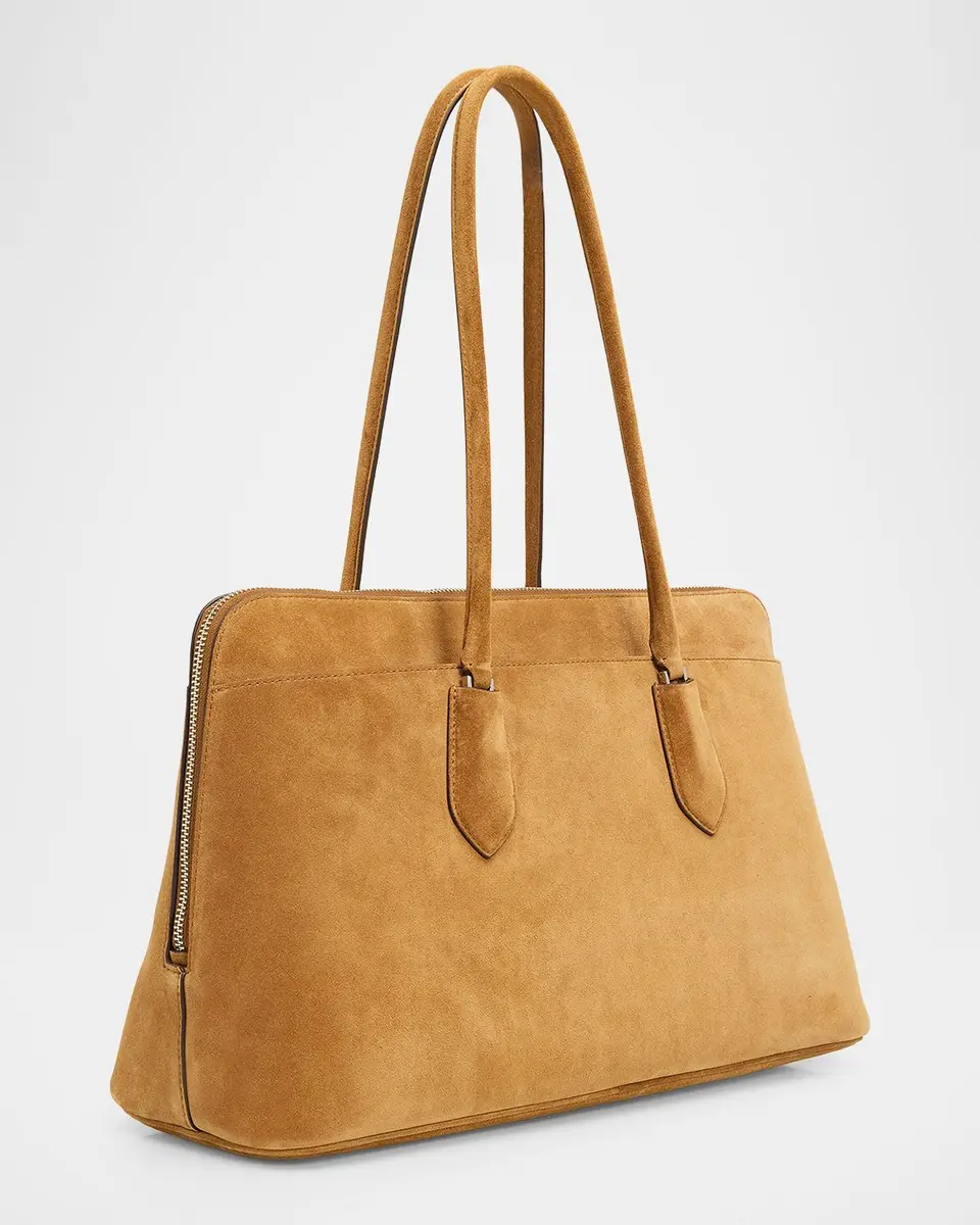 Tory Burch Lock Suede Satchel | Thumbnail 3 Tory Burch Lock Suede Satchel | Thumbnail 3