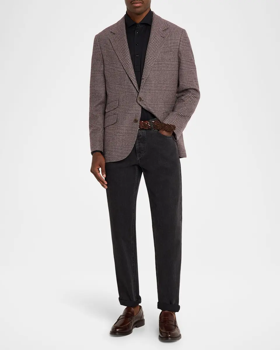 Brunello Cucinelli Men's Glen Plaid Wool-Cashmere Suit Jacket | Thumbnail 2 Brunello Cucinelli Men's Glen Plaid Wool-Cashmere Suit Jacket | Thumbnail 2