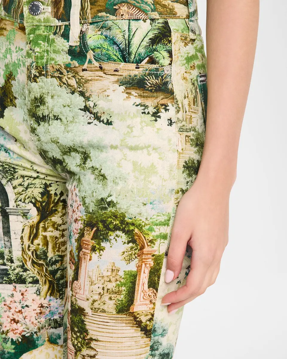 Alice + Olivia Beautiful Printed High-Rise Bell Bottom Jeans | Thumbnail 5