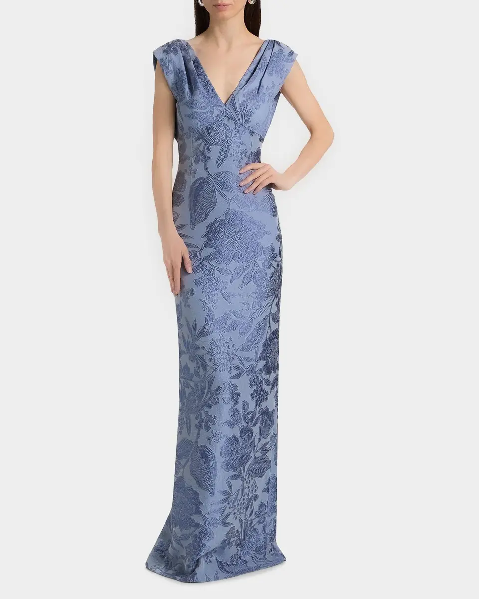 Lela Rose Floral Jacquard Gown | Thumbnail 2 Lela Rose Floral Jacquard Gown | Thumbnail 2