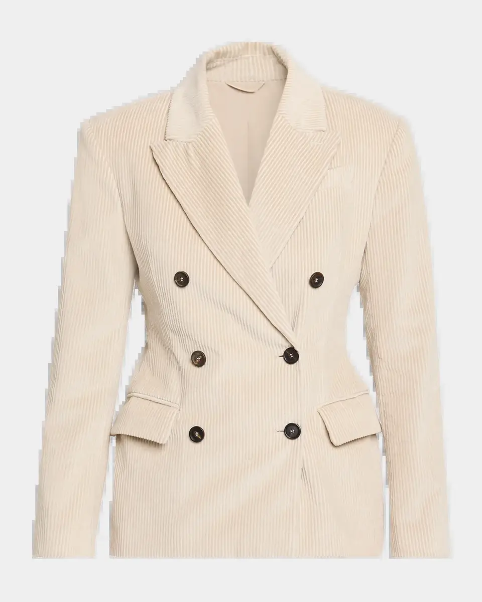 Brunello Cucinelli Cotton Corduroy Double-Breasted Jacket | Thumbnail 2 Brunello Cucinelli Cotton Corduroy Double-Breasted Jacket | Thumbnail 2