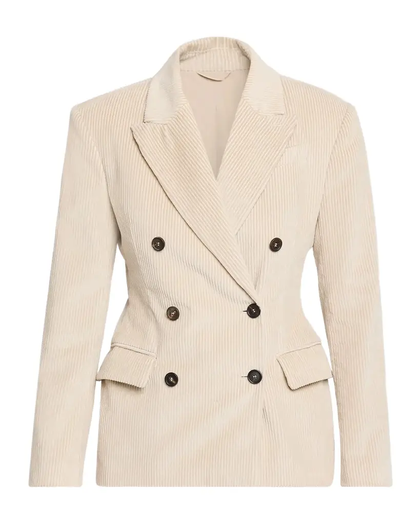 Brunello Cucinelli Cotton Corduroy Double-Breasted Jacket | Image 1 Brunello Cucinelli Cotton Corduroy Double-Breasted Jacket | Image 1
