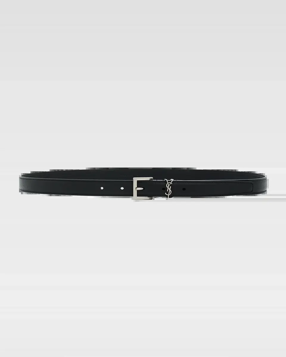 Saint Laurent Men's Cassandre Leather Belt | Thumbnail 2 Saint Laurent Men's Cassandre Leather Belt | Thumbnail 2