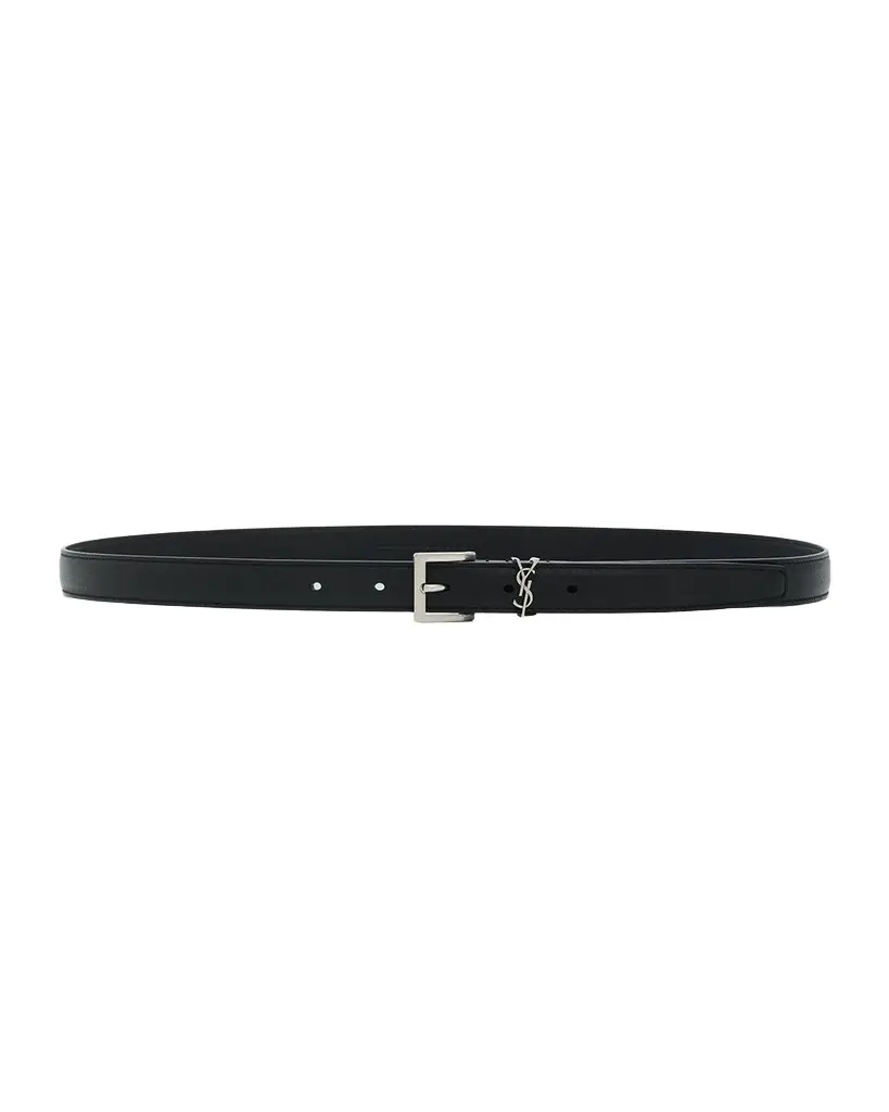 Saint Laurent Men's Cassandre Leather Belt