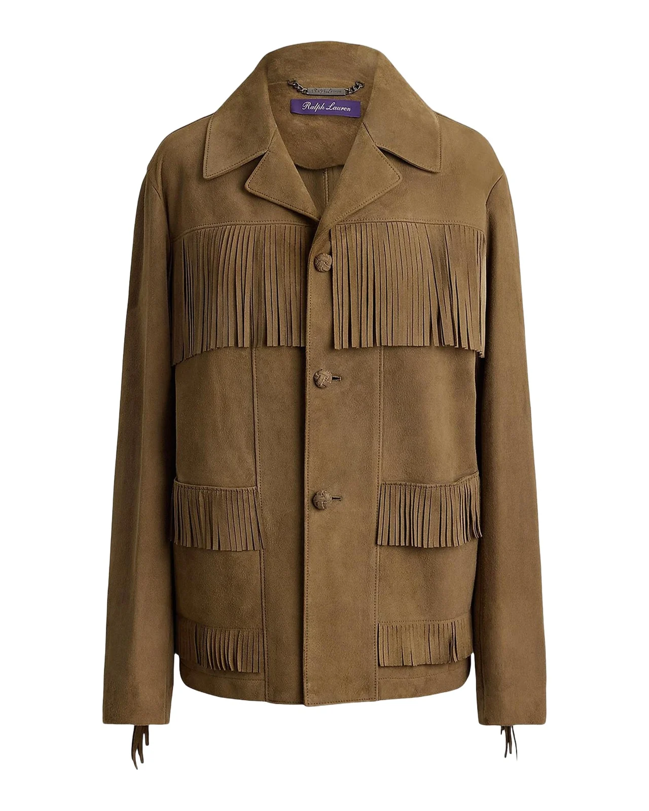 Ralph Lauren Collection Perce Fringe-Trim Lamb-Suede Jacket