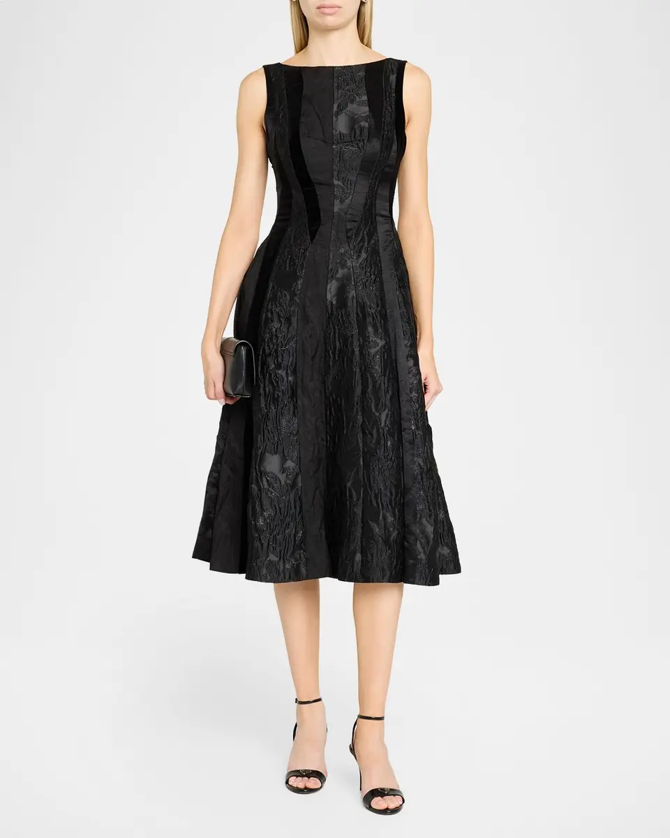 Jason Wu Collection Mixed-Media Patchwork Sleeveless Low-Back Midi Dress | Thumbnail 2 Jason Wu Collection Mixed-Media Patchwork Sleeveless Low-Back Midi Dress | Thumbnail 2