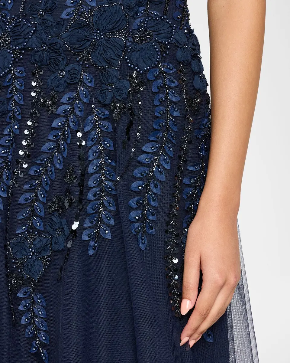 Rickie Freeman for Teri Jon Floral-Embellished Tulle Strapless Gown | Thumbnail 5 Rickie Freeman for Teri Jon Floral-Embellished Tulle Strapless Gown | Thumbnail 5