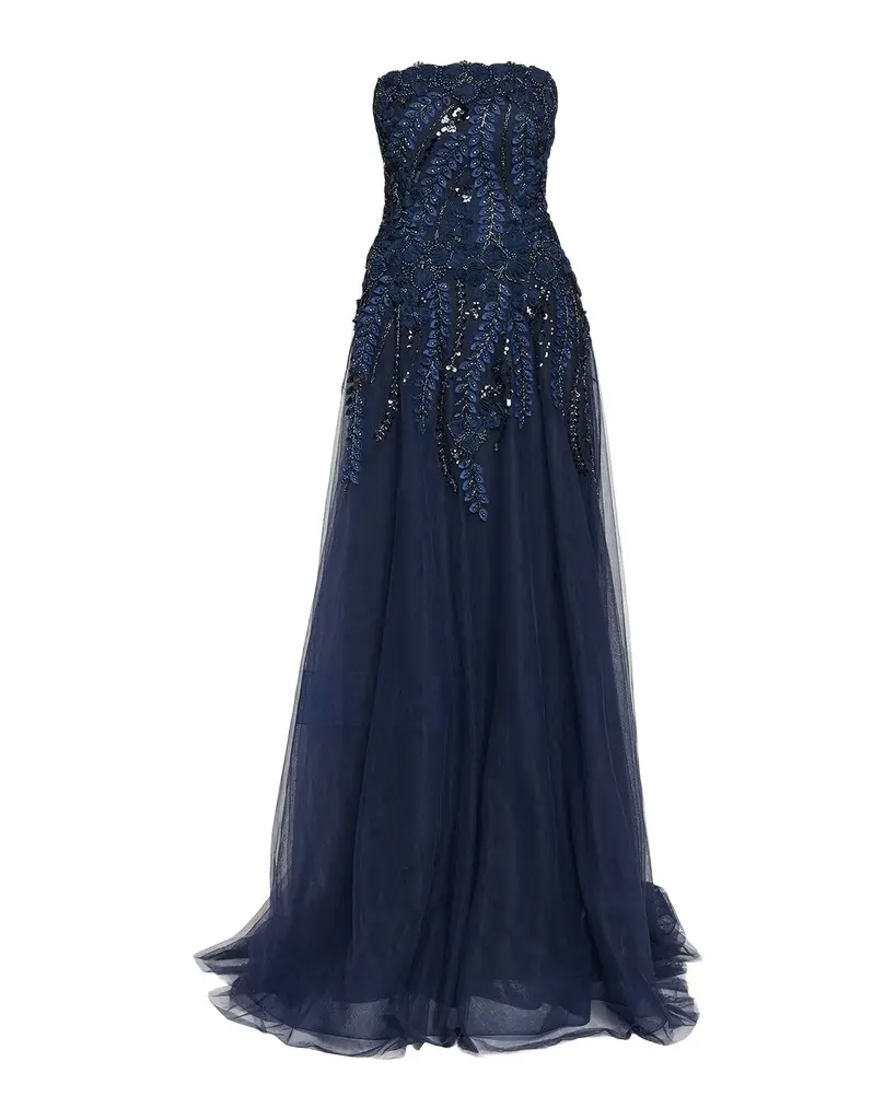 Rickie Freeman for Teri Jon Floral-Embellished Tulle Strapless Gown | Image 1 Rickie Freeman for Teri Jon Floral-Embellished Tulle Strapless Gown | Image 1