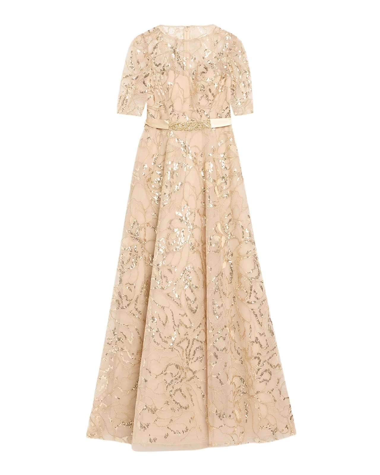 Sequined Floral Tulle Gown Sequined Floral Tulle Gown