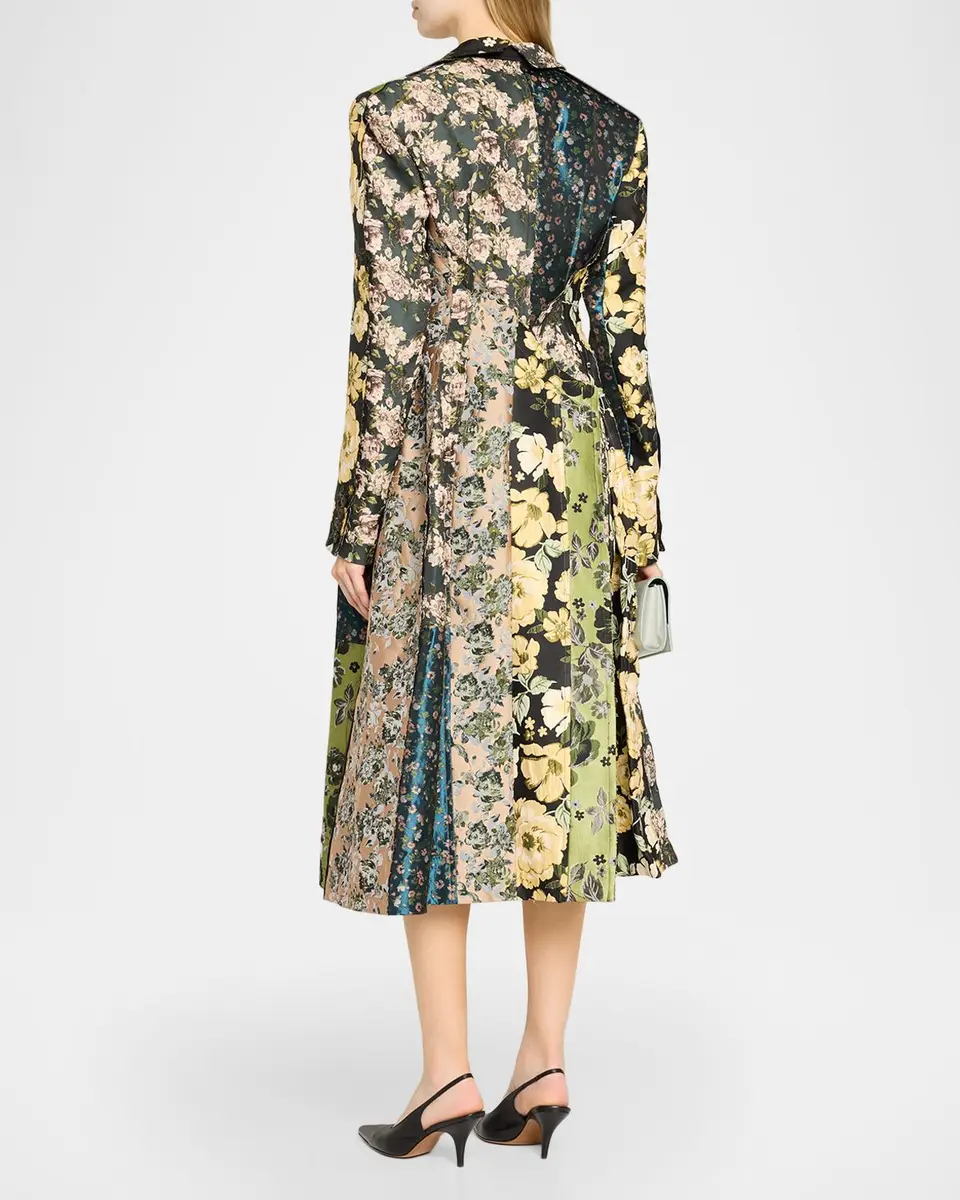 Jason Wu Collection Patchwork Floral Jacquard A-Line Long Jacket | Thumbnail 3