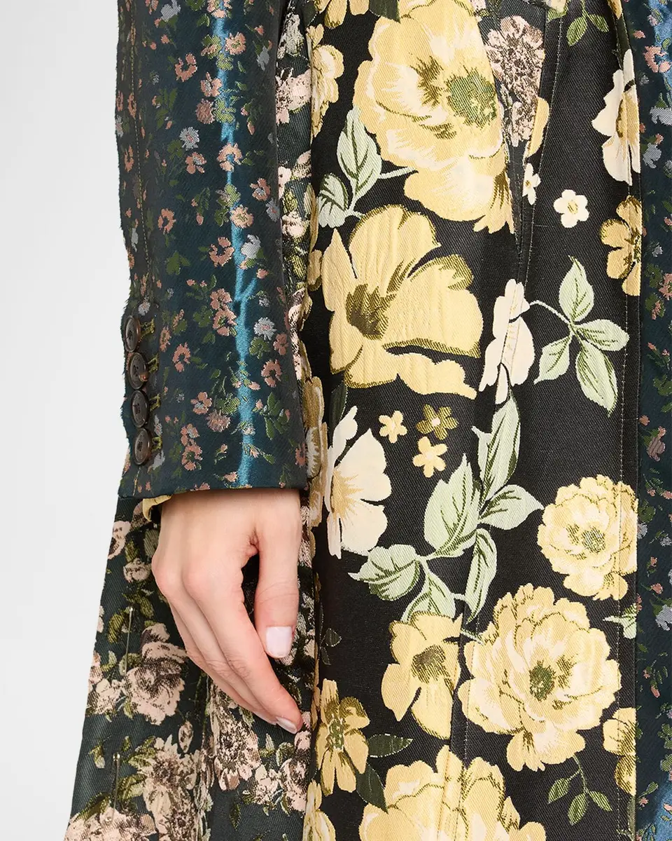 Jason Wu Collection Patchwork Floral Jacquard A-Line Long Jacket | Thumbnail 5