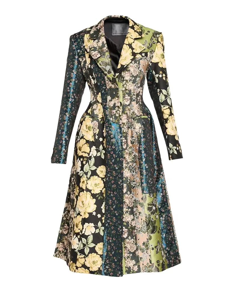 Jason Wu Collection Patchwork Floral Jacquard A-Line Long Jacket | Image 1 Jason Wu Collection Patchwork Floral Jacquard A-Line Long Jacket | Image 1