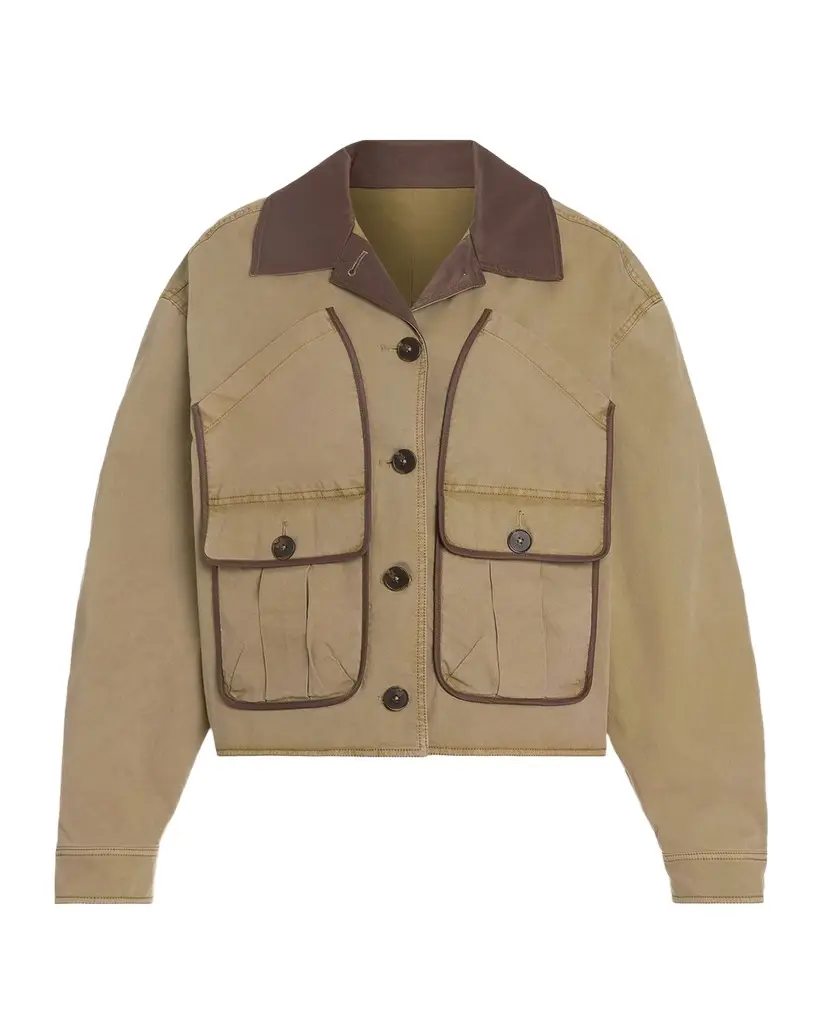 Ramy Brook Izzy Contrast-Trim Cotton Utility Jacket | Image 1 Ramy Brook Izzy Contrast-Trim Cotton Utility Jacket | Image 1