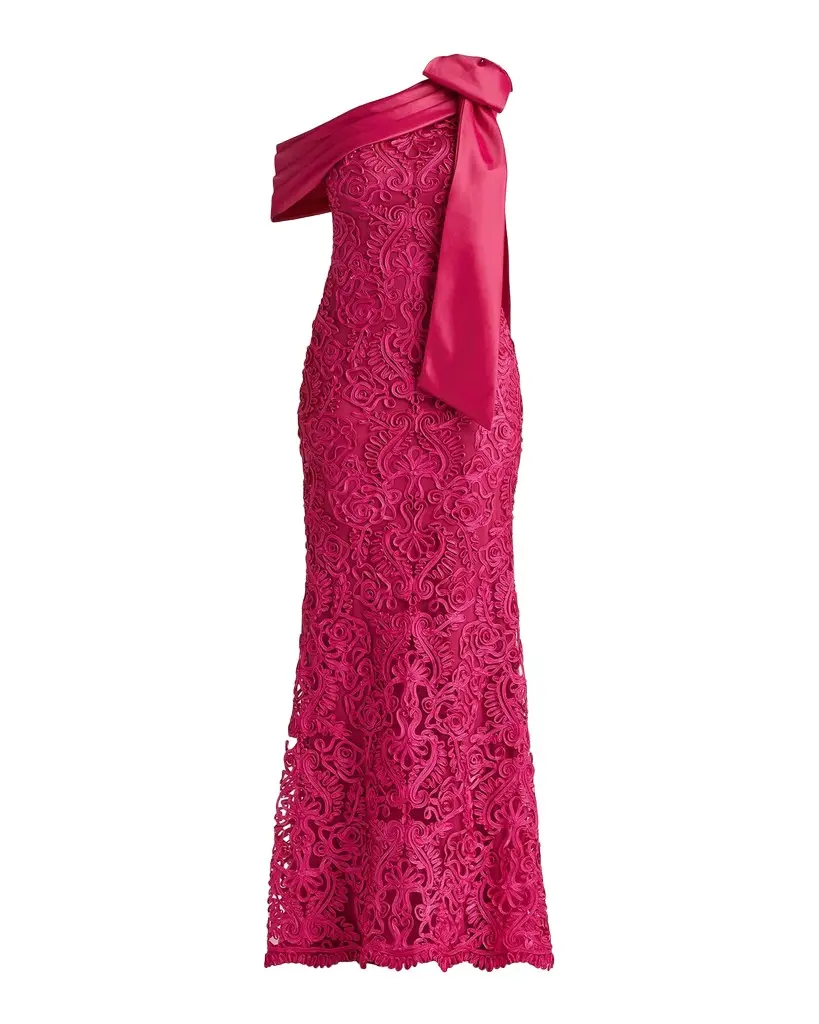 Tadashi Shoji Embroidered One-Shoulder Column Gown