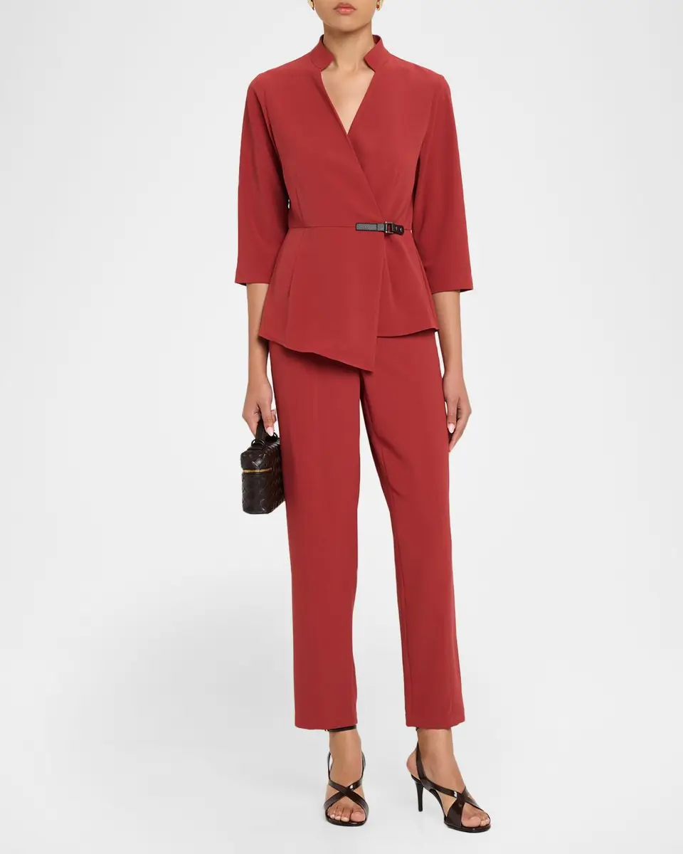 Misook Buckle Detail Crepe Wrap Blouse | Thumbnail 2 Misook Buckle Detail Crepe Wrap Blouse | Thumbnail 2