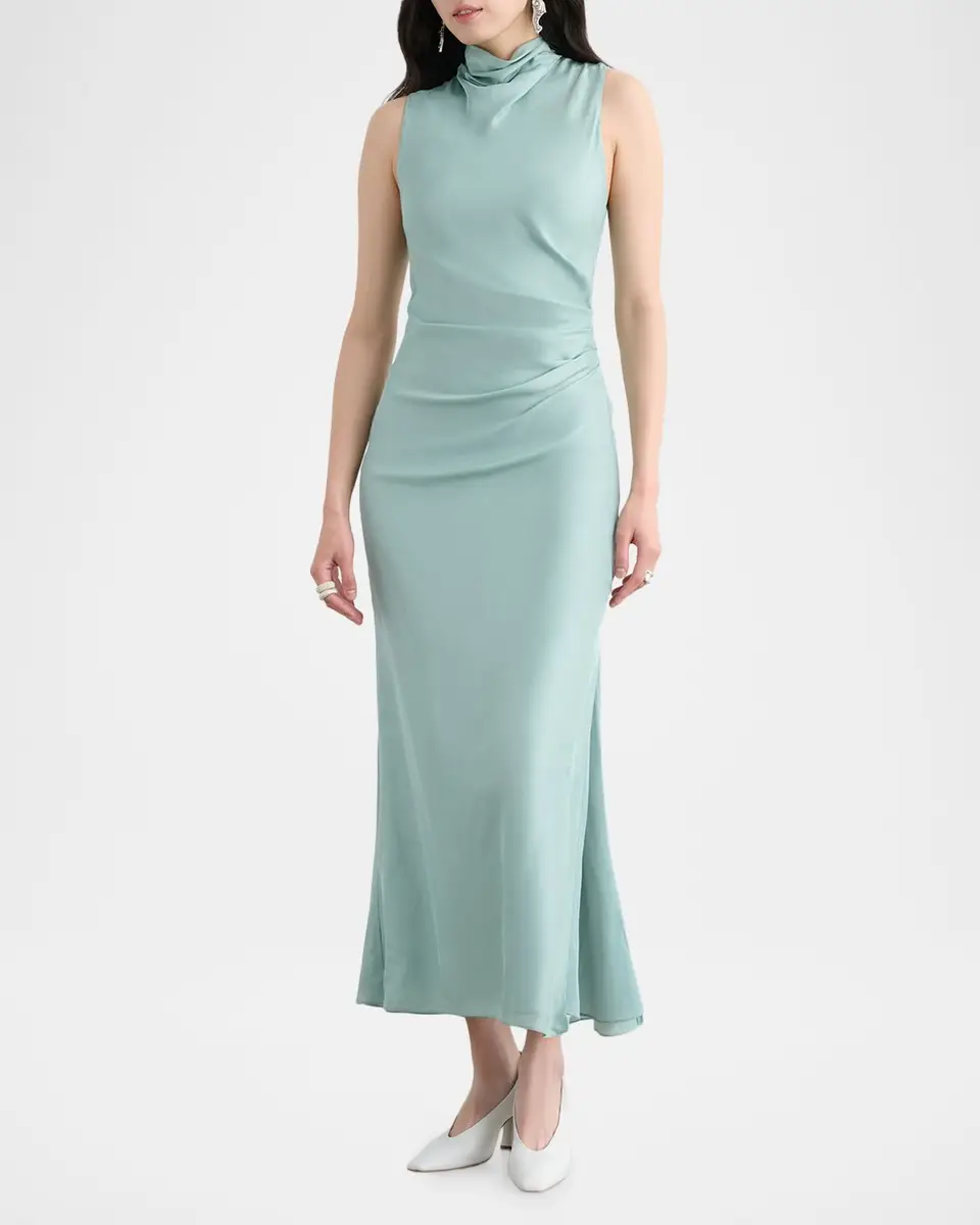 Toccin Koralie Draped-Neck Midi Dress | Thumbnail 2 Toccin Koralie Draped-Neck Midi Dress | Thumbnail 2