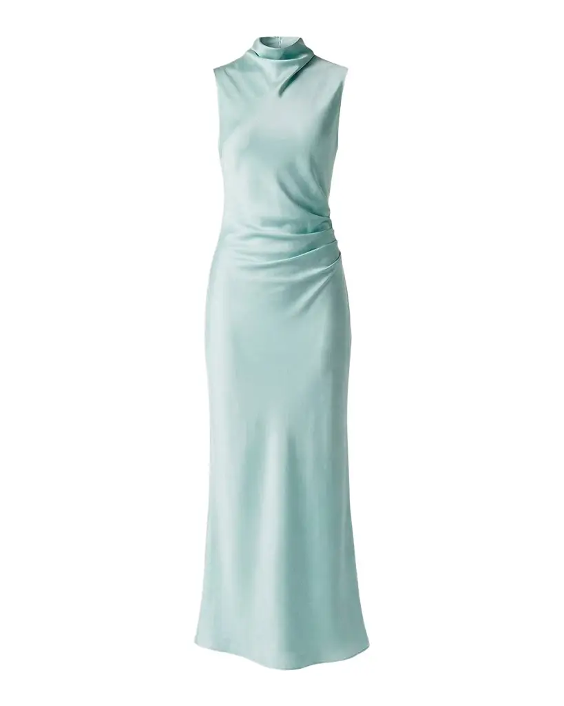 Toccin Koralie Draped-Neck Midi Dress
