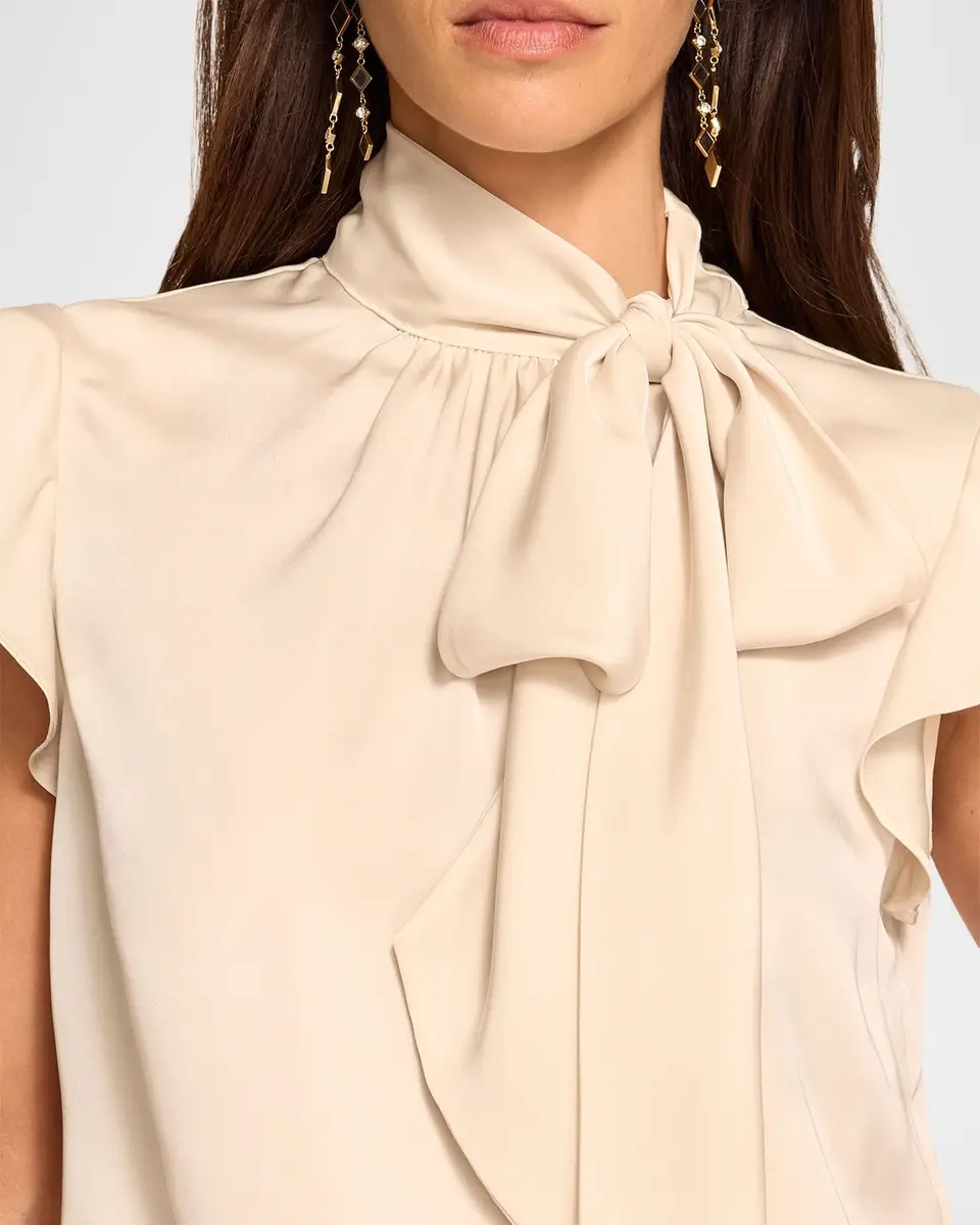 Ramy Brook Balinda Tie-Neck Satin Blouse | Thumbnail 4