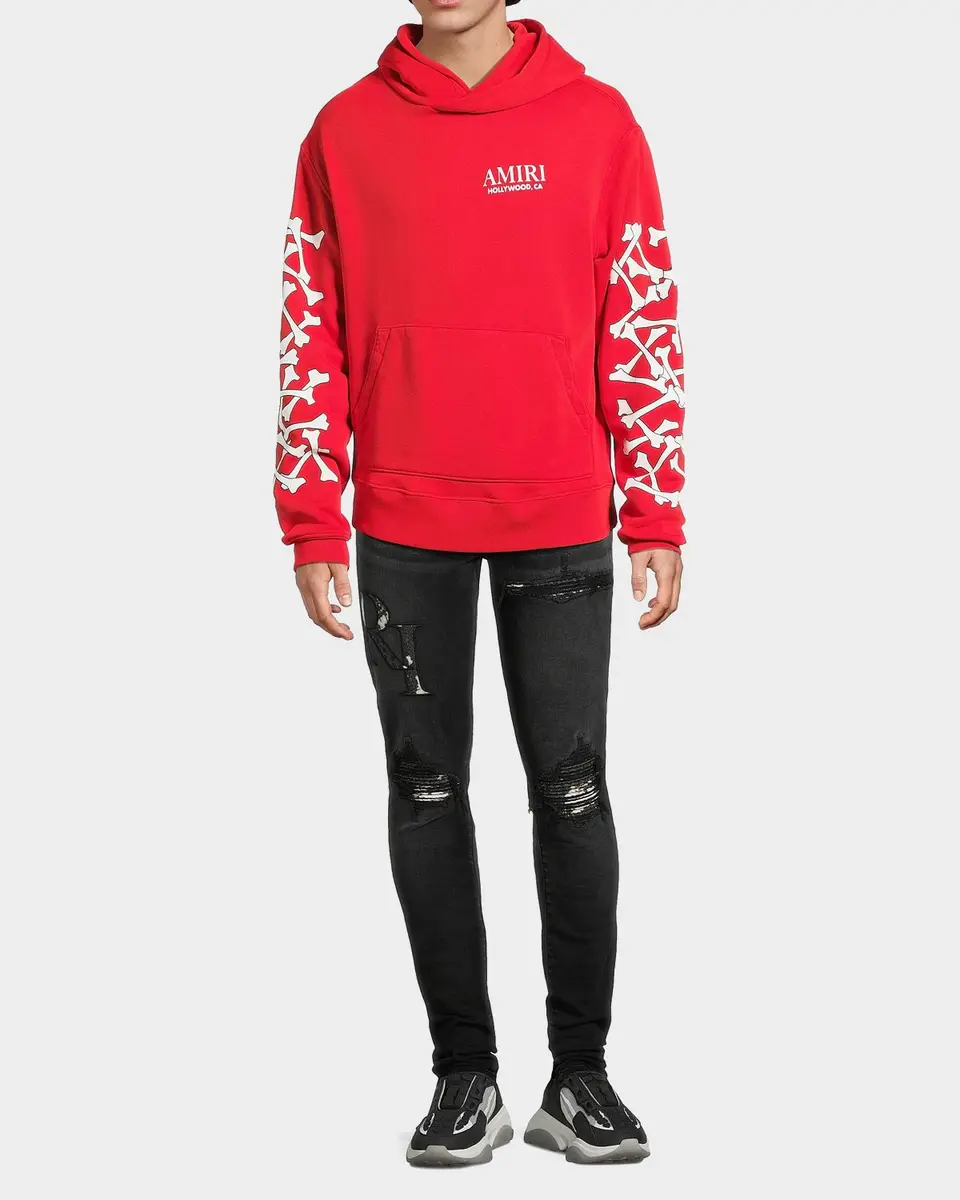 AMIRI Men's Stacked Bones Cotton Hoodie | Thumbnail 2