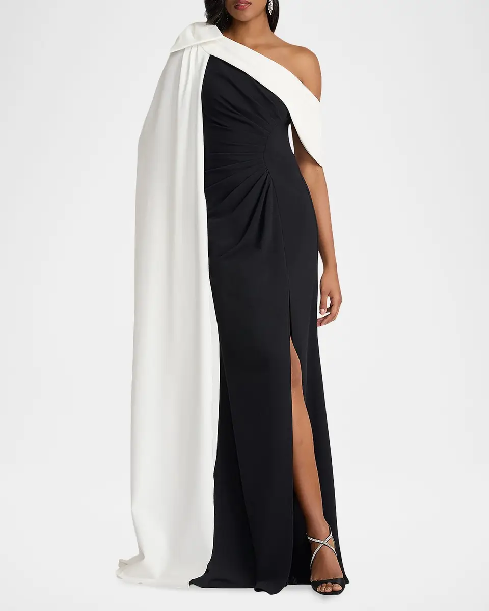 Tadashi Shoji One-Shoulder Draped Crepe Gown | Thumbnail 2