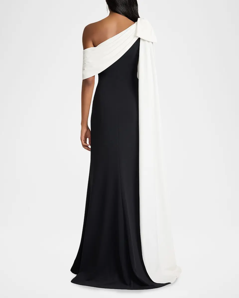 Tadashi Shoji One-Shoulder Draped Crepe Gown | Thumbnail 3