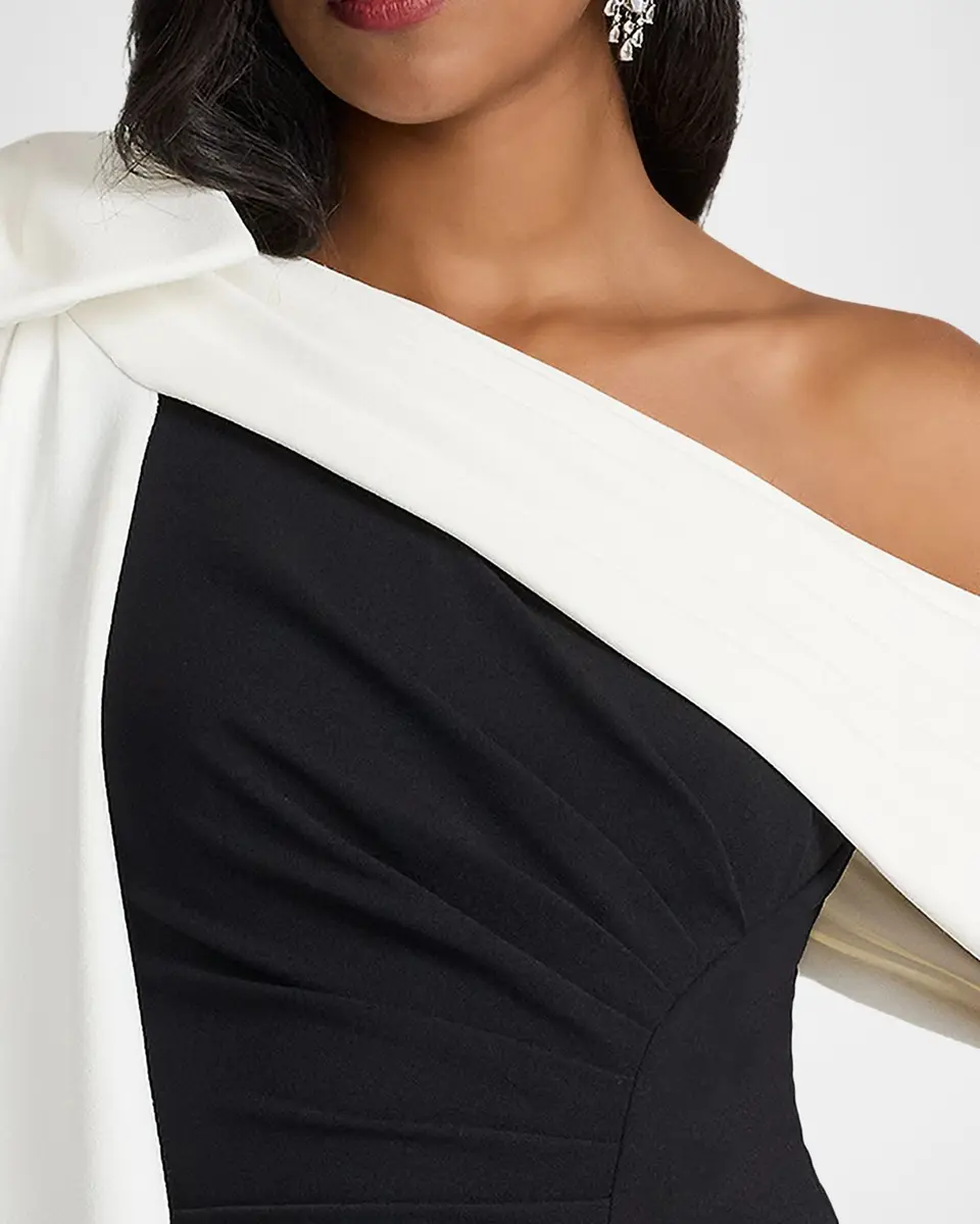 Tadashi Shoji One-Shoulder Draped Crepe Gown | Thumbnail 4