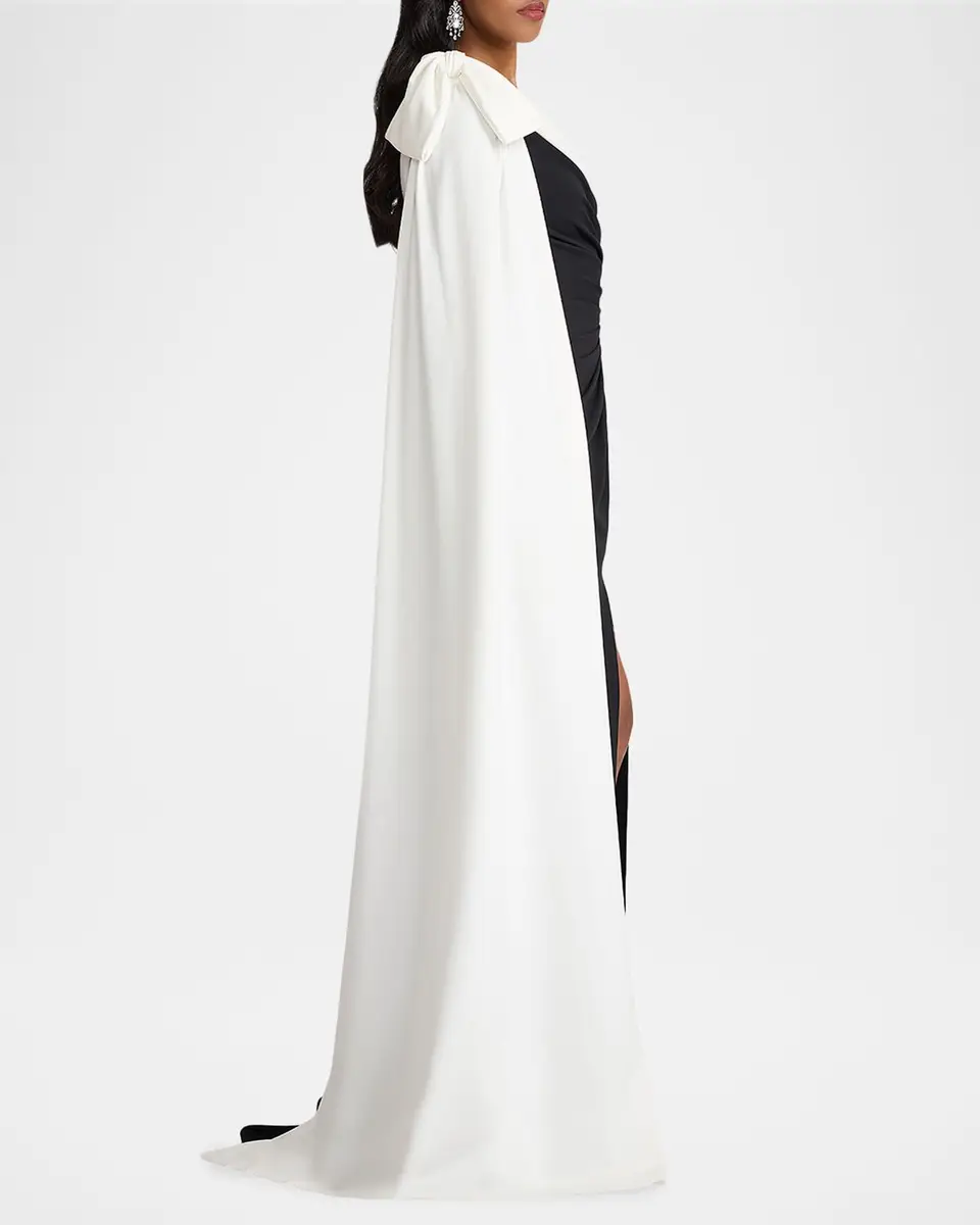 Tadashi Shoji One-Shoulder Draped Crepe Gown | Thumbnail 5