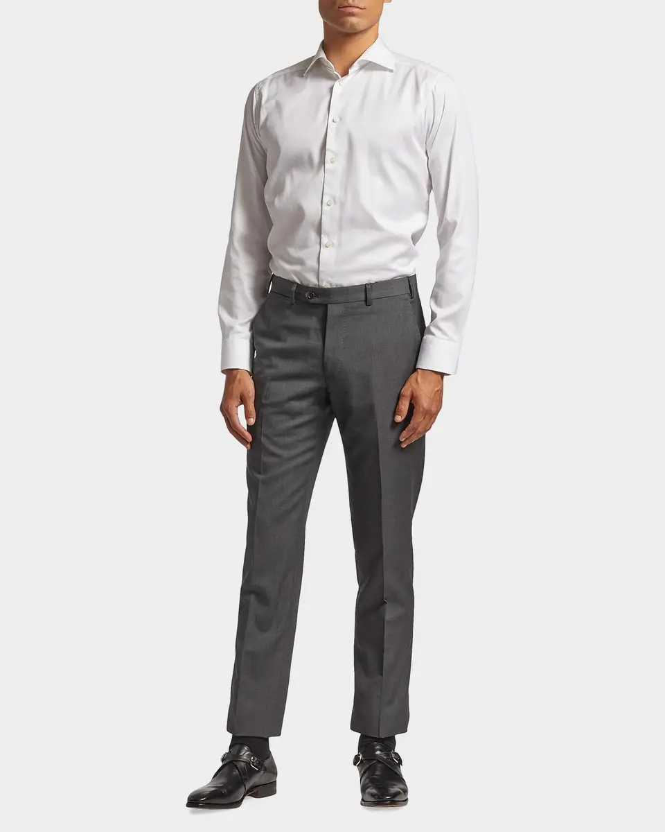 Emporio Armani Basic Flat-Front Wool Trousers | Thumbnail 2 Emporio Armani Basic Flat-Front Wool Trousers | Thumbnail 2