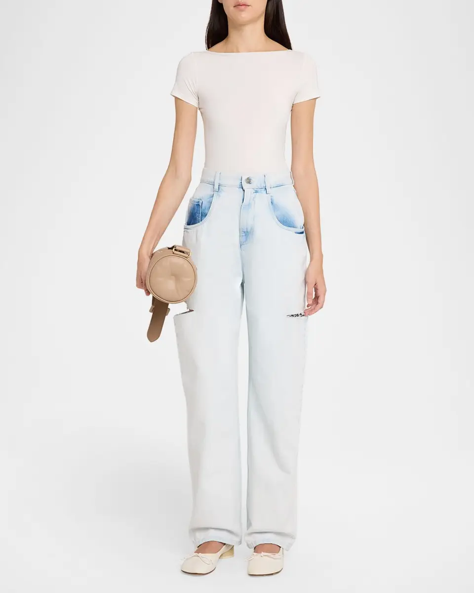 Maison Margiela Cutout Bleached Barrel-Leg Jeans | Thumbnail 2 Maison Margiela Cutout Bleached Barrel-Leg Jeans | Thumbnail 2