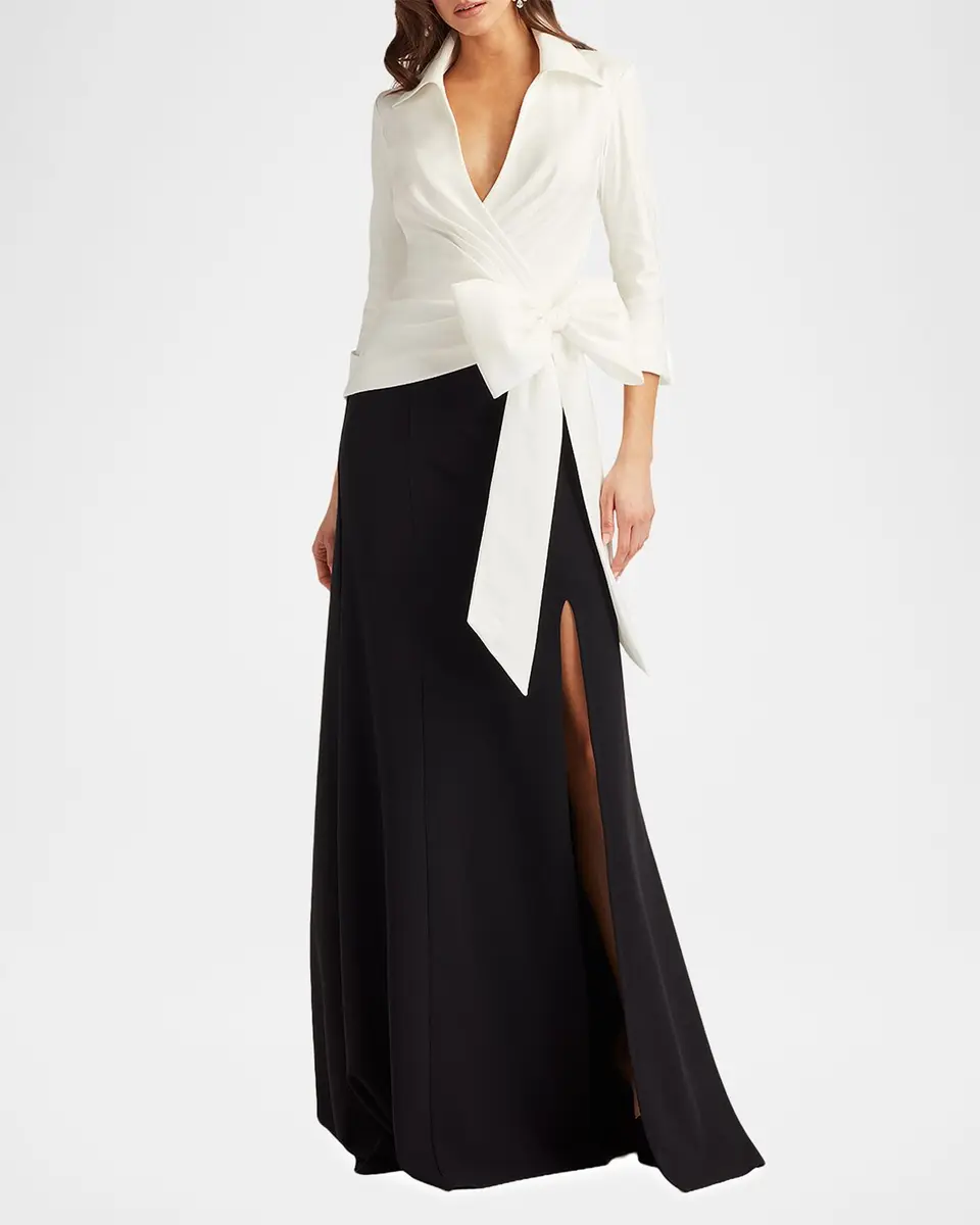Tadashi Shoji Bicolor Pleated Taffeta & Crepe Gown | Thumbnail 2