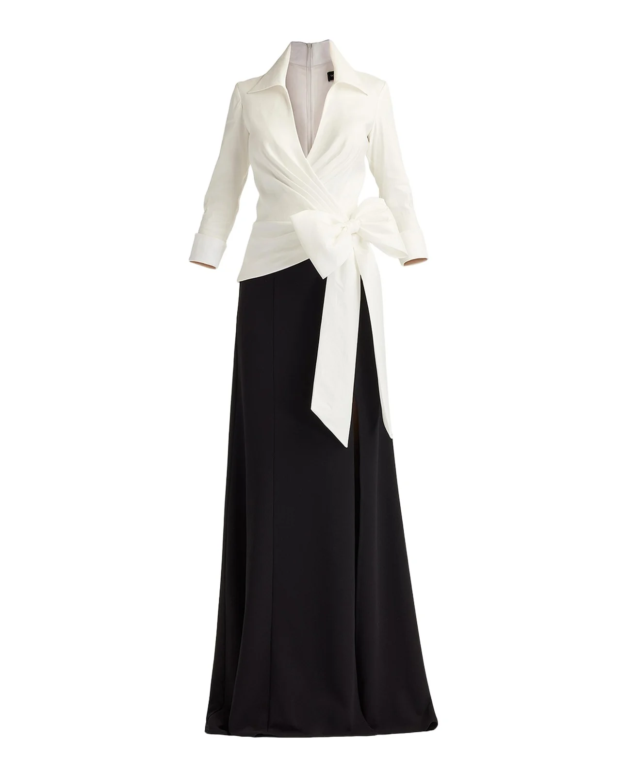 Tadashi Shoji Bicolor Pleated Taffeta & Crepe Gown