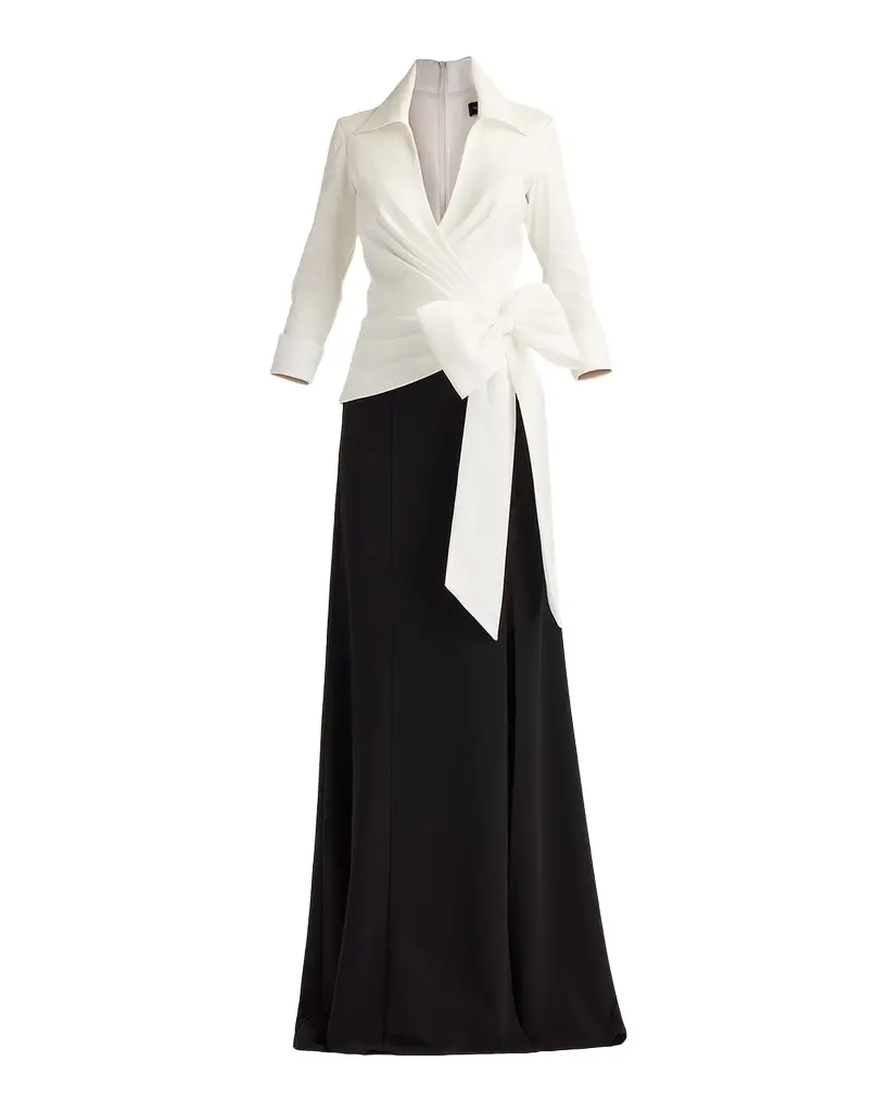 Tadashi Shoji Bicolor Pleated Taffeta & Crepe Gown