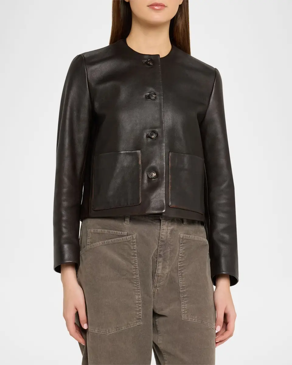 Nili Lotan Ophelie Leather Collarless Jacket | Thumbnail 4