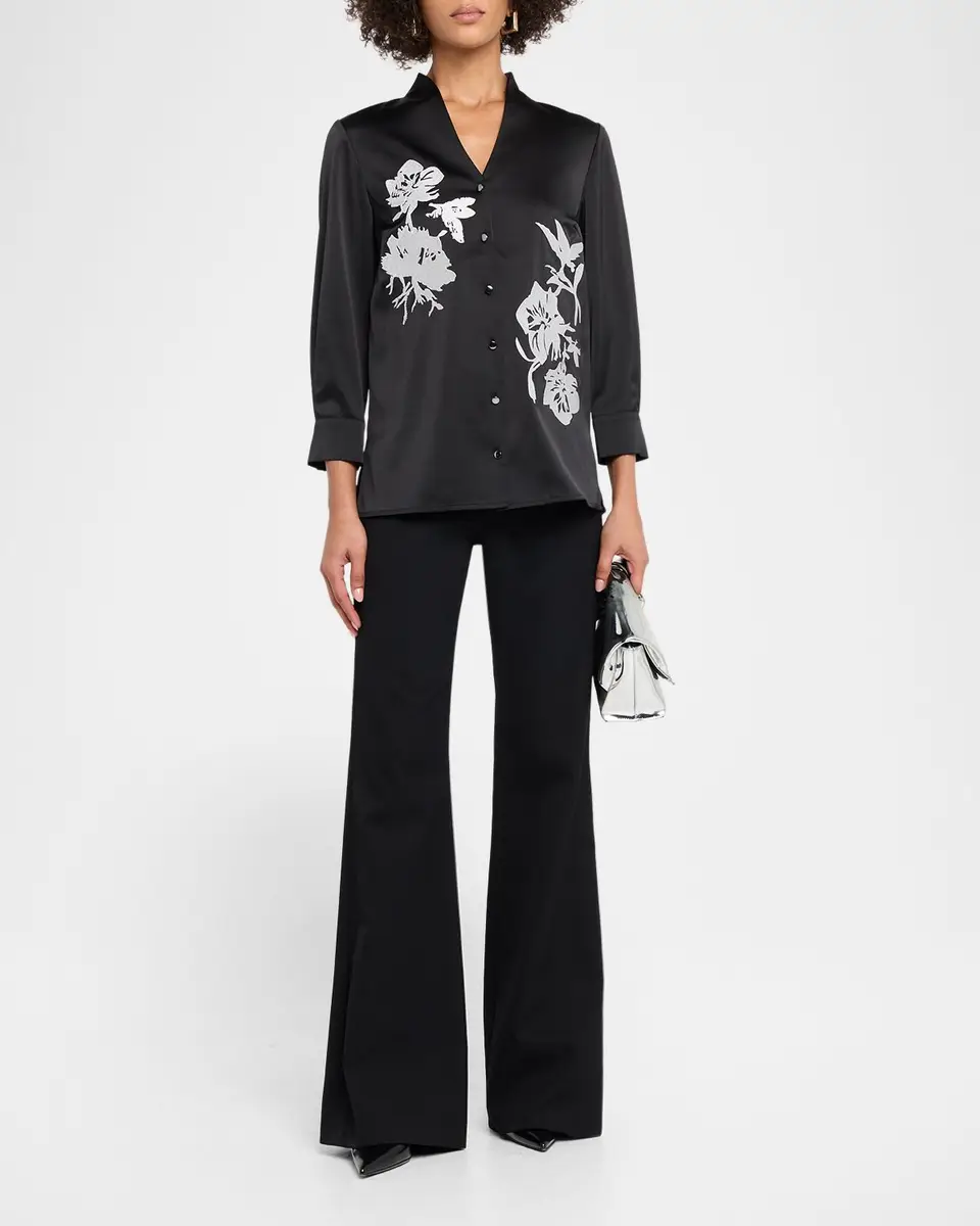 Misook Embroidered Crepe de Chine Blouse | Thumbnail 2 Misook Embroidered Crepe de Chine Blouse | Thumbnail 2