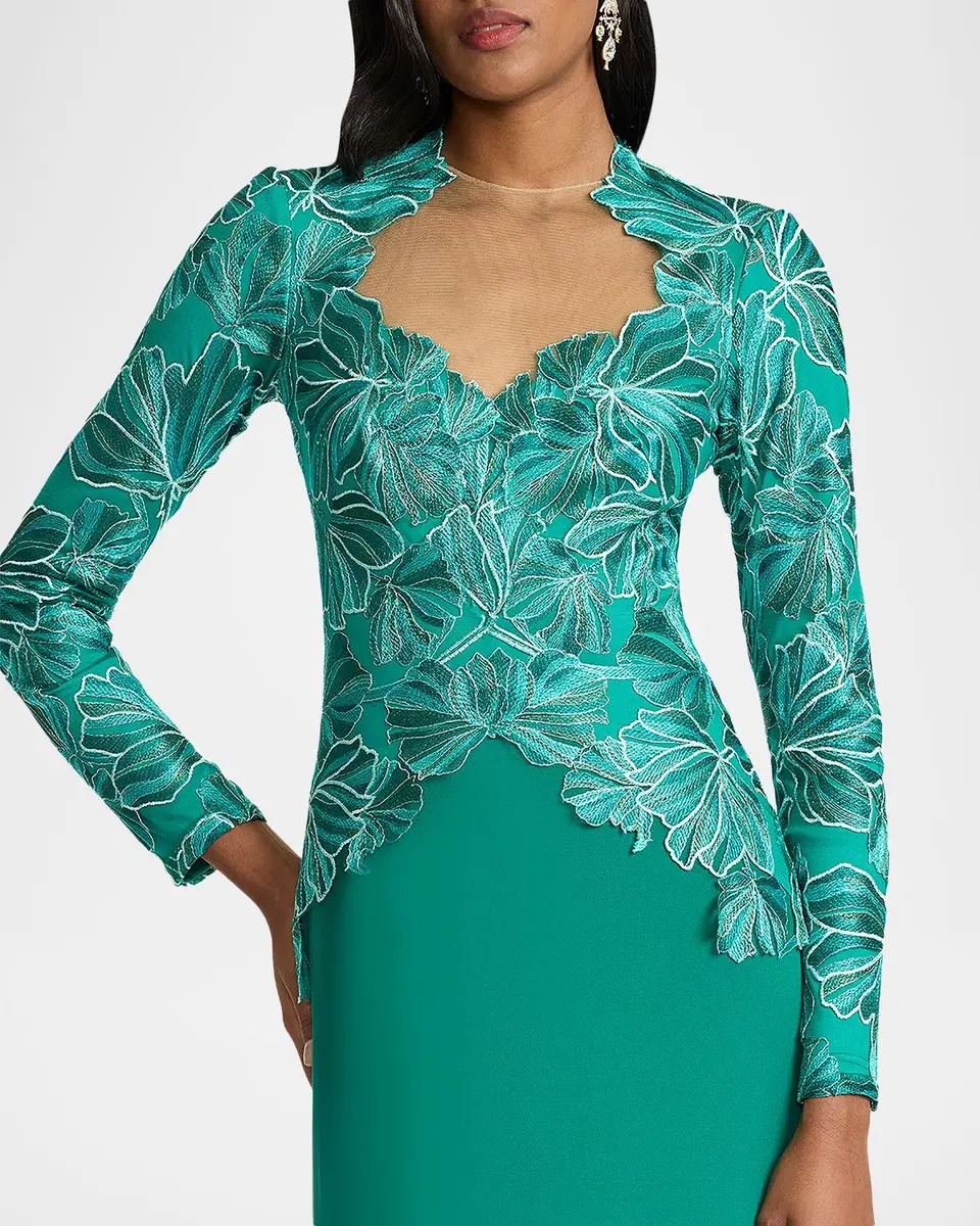 Tadashi Shoji Petal Applique Crepe Gown | Thumbnail 4