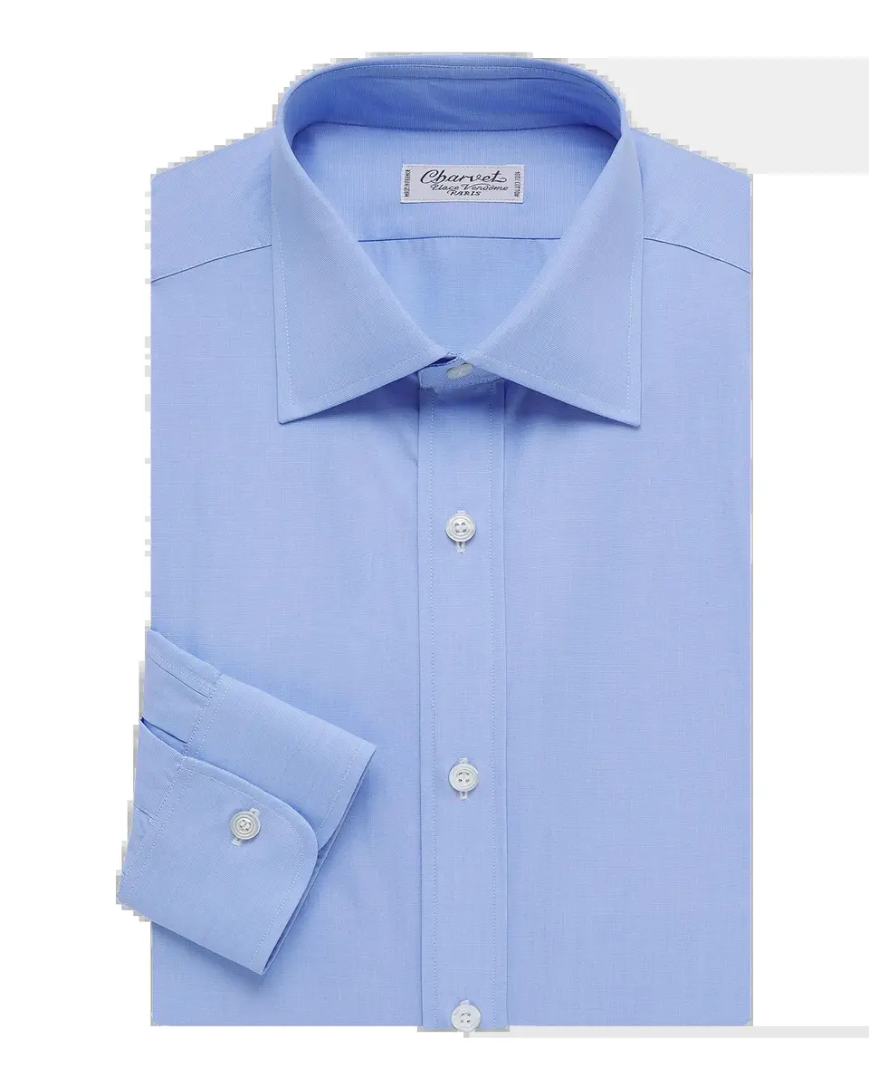 Charvet Men's Solid Cotton Barrel-Cuff Dress Shirt | Thumbnail 2 Charvet Men's Solid Cotton Barrel-Cuff Dress Shirt | Thumbnail 2