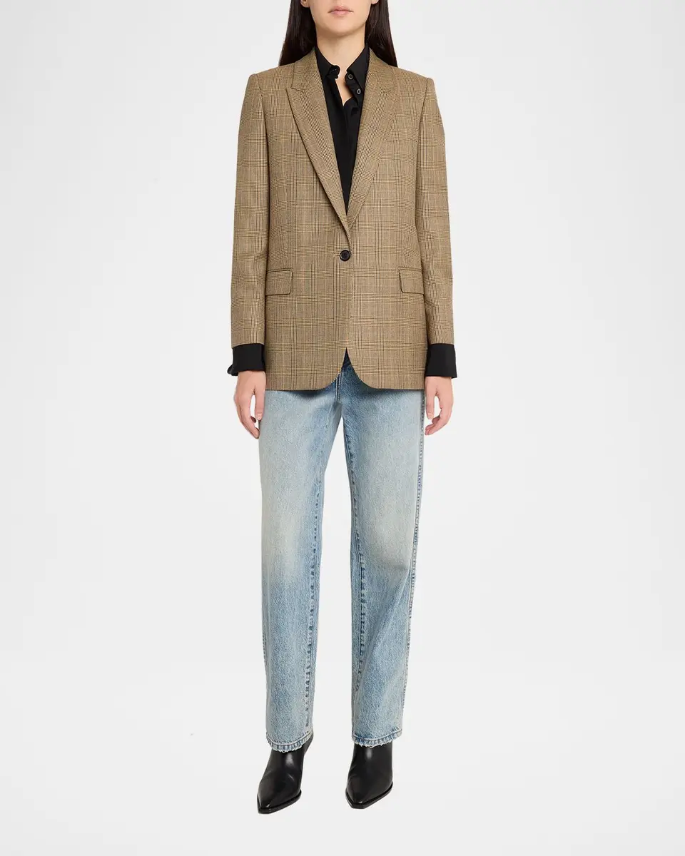Nili Lotan Diane Check Wool Single-Breasted Blazer Jacket | Thumbnail 2 Nili Lotan Diane Check Wool Single-Breasted Blazer Jacket | Thumbnail 2
