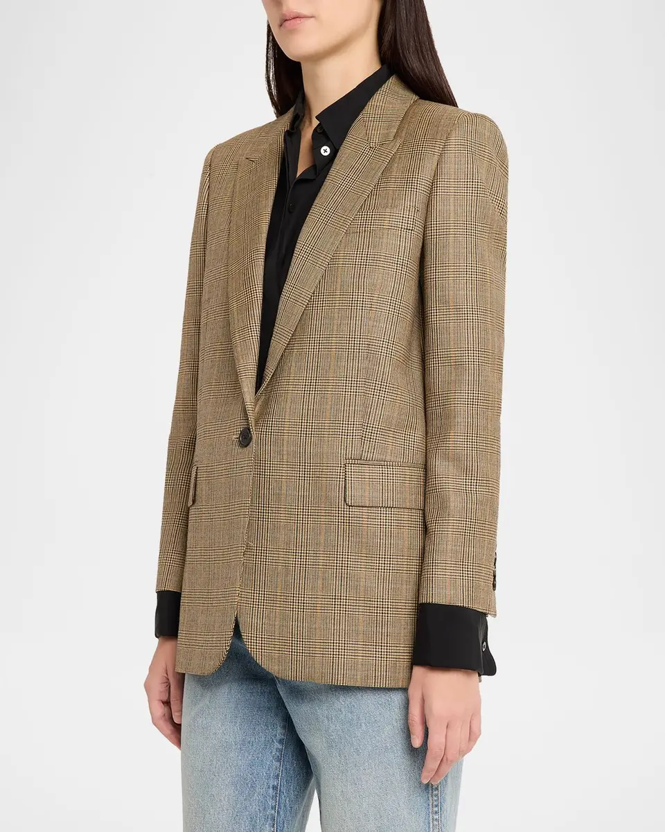 Nili Lotan Diane Check Wool Single-Breasted Blazer Jacket | Thumbnail 4 Nili Lotan Diane Check Wool Single-Breasted Blazer Jacket | Thumbnail 4
