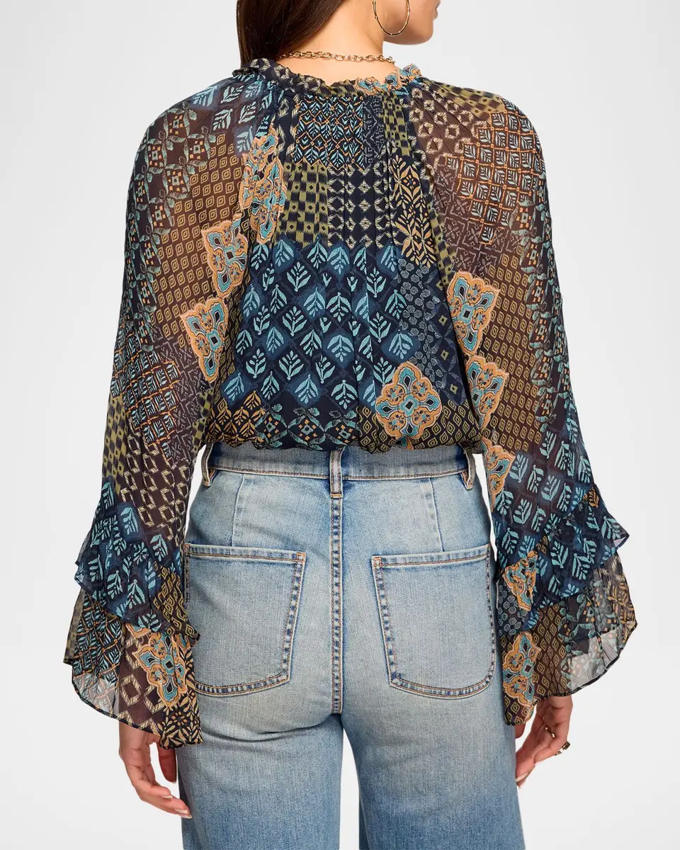 Ramy Brook Anya Raglan Geometric-Print Blouse | Thumbnail 3 Ramy Brook Anya Raglan Geometric-Print Blouse | Thumbnail 3
