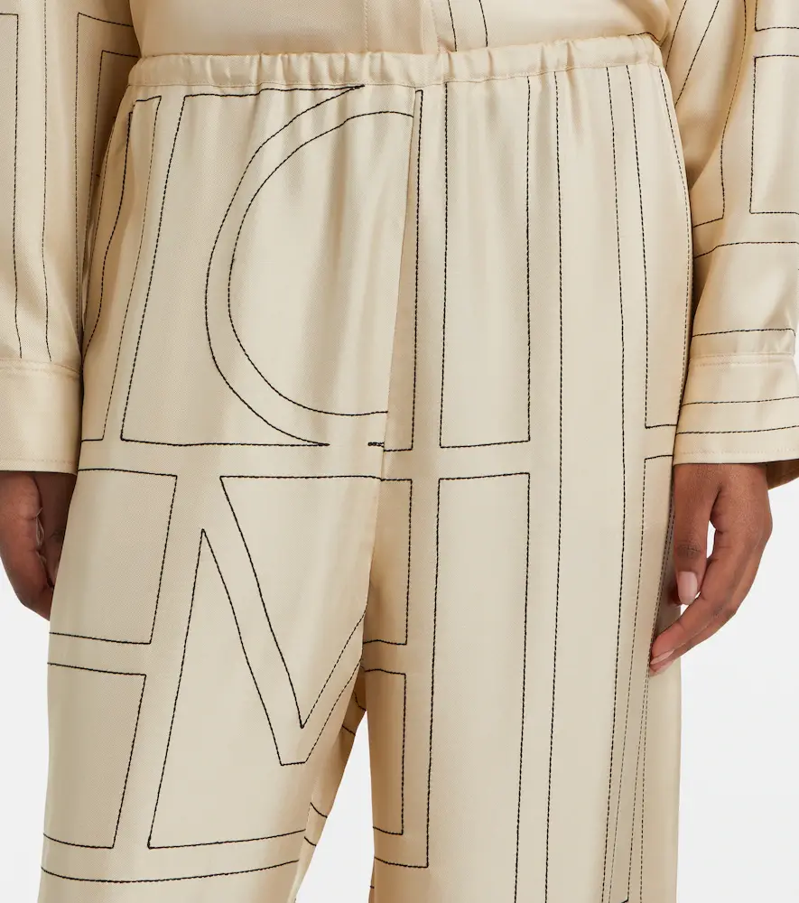 TOTEME Logo wide-leg silk pants | Thumbnail 3 TOTEME Logo wide-leg silk pants | Thumbnail 3