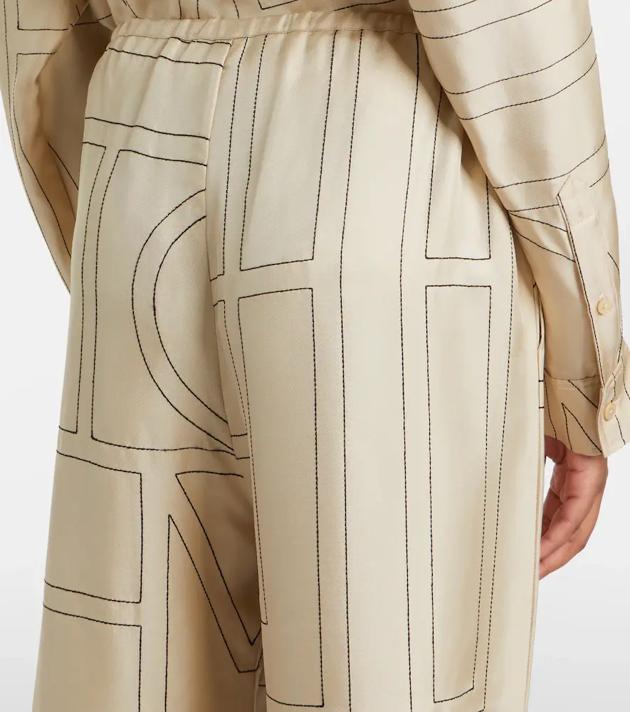 TOTEME Logo wide-leg silk pants | Thumbnail 6 TOTEME Logo wide-leg silk pants | Thumbnail 6
