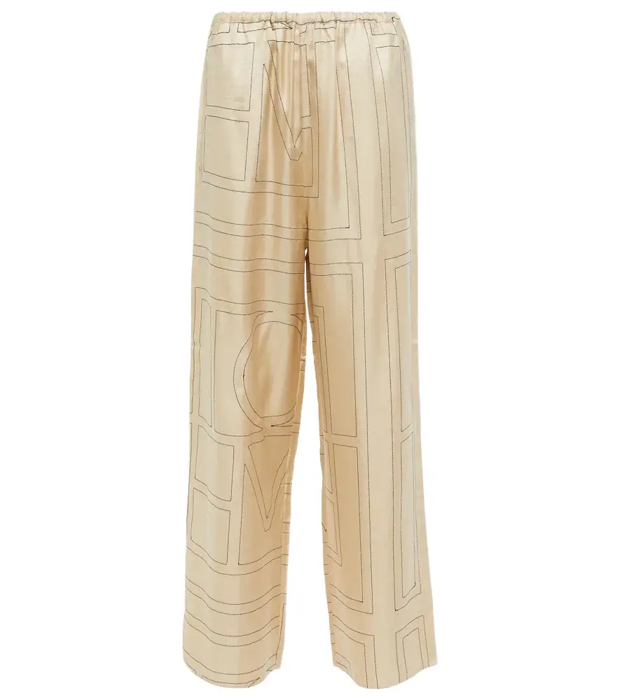 TOTEME Logo wide-leg silk pants | Image 1 TOTEME Logo wide-leg silk pants | Image 1