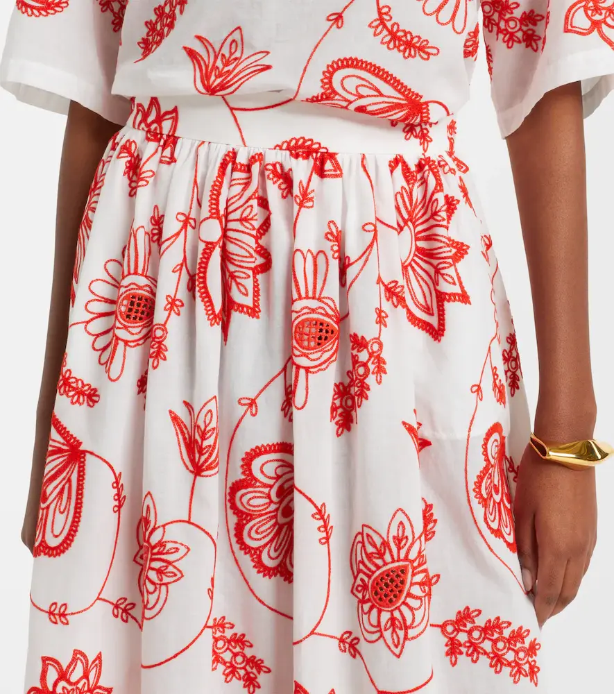 Eres Calie embroidered cotton-blend midi skirt | Thumbnail 3