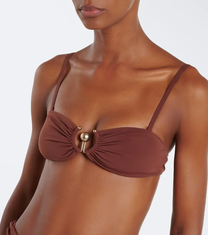 Christopher Esber Embellished ruched bikini top | Thumbnail 2