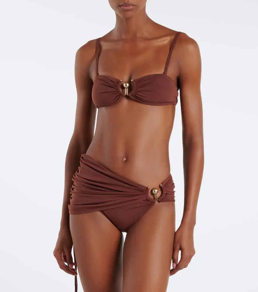 Christopher Esber Embellished ruched bikini top | Thumbnail 4
