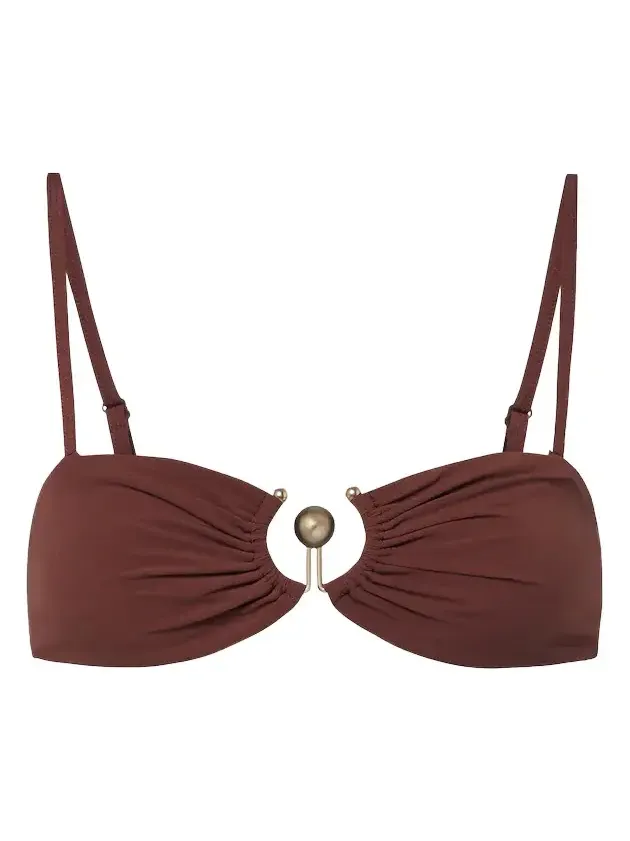 Christopher Esber Embellished ruched bikini top